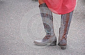 Woman Wearing Western Cowboy Boots