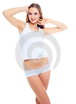 Woman wearing white underwear