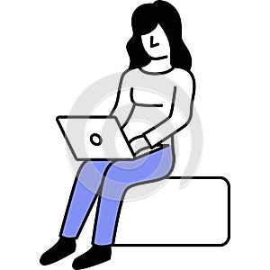 Woman web designer vector flat icon isolated