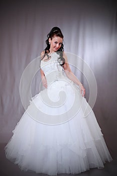 Woman in wedding gown.