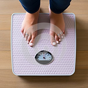 woman on weighing machine