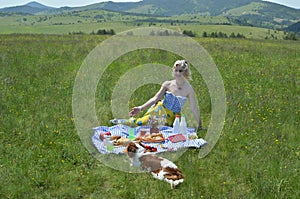 Woman Welcoming to Picnic