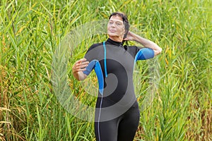 Woman in wetsuit