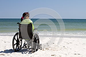 Woman Wheelchair Beach