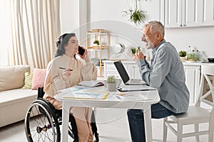 A woman in a wheelchair engages