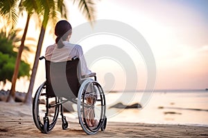 Woman in Wheelchair Enjoying a Beach View