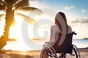 Woman in Wheelchair Enjoying a Beach View