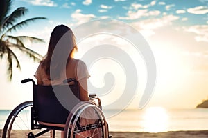 Woman in Wheelchair Enjoying a Beach View