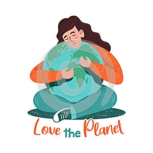 Woman which hugging the planet