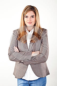 Woman on white background photo