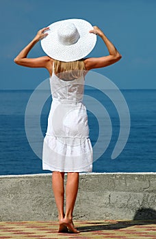 Woman in a white hat