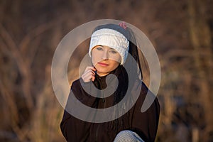 Woman in white headband