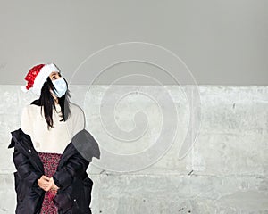 Woman in white mask