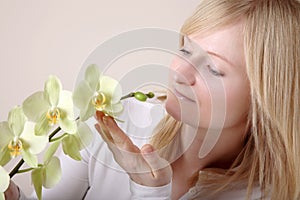 Woman with White Orchid