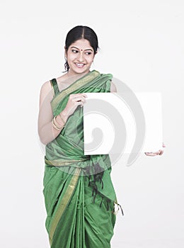 Woman with a white placard