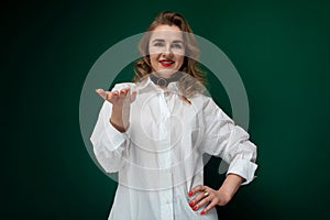 Woman in White Shirt Posing for Picture