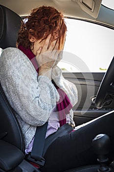 Woman who is afraid to drive