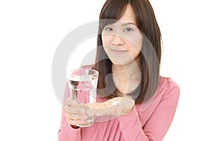 Woman who drinks supplements