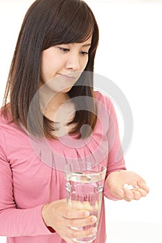 Woman who drinks supplements