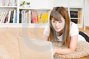 The woman who uses the computer