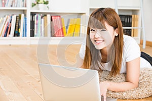 The woman who uses the computer