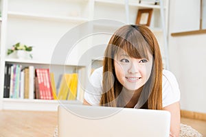 The woman who uses the computer