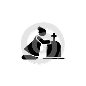 Woman widow funeral weep icon. Element of pictogram death illustration