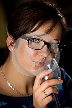 Woman with wine glass