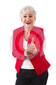 Woman in winning mood - Stock Photo