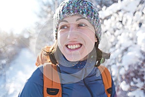 Woman on a winter hike