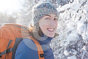 Woman on a winter hike