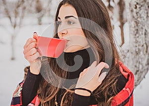 Woman at winter holidays. Christmas time, outdoor portrait