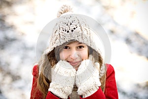 Woman in winter scene