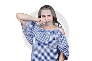 Woman wiping her nose