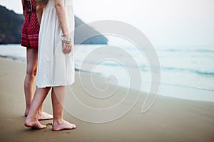 Woman Women Friend Together Emotion Beach Concept