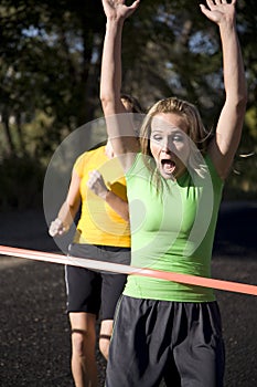 Woman won race photo