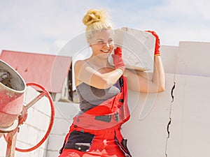 Woman working with airbricks