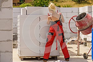 Woman working with airbricks