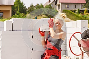 Woman working with airbricks