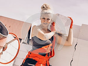 Woman working with airbricks