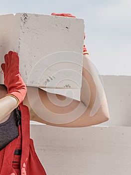 Woman working with airbricks