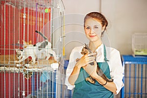 Woman working in animal shelter