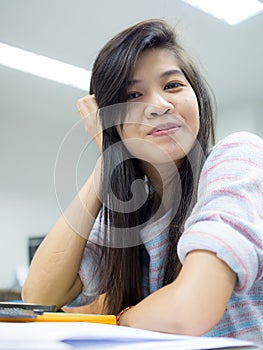 Woman working in archives