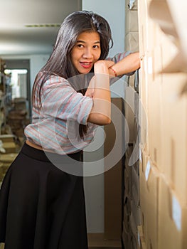Woman working in archives