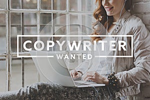 Woman working as freelance copywriter photo