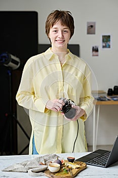 Woman working as professional photographer