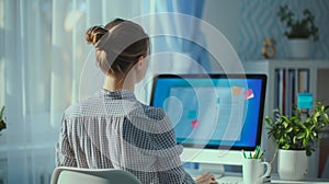 A Woman at Her Computer Desk. AI generated