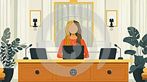 Woman working attorney, lawyer, jurist. Jurisprudence, law or court. Vector illustration in flat style photo