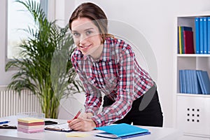 Woman working in bureau
