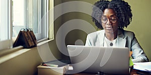Woman Working Busy Office Concept